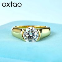 OXTAO Certified Big Moissanite Wedding Ring Couple 14KGold Filled Jewelry for Women Men 1 Carat Engagement Band Anniversary Ring