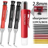 2.8mm Automatic Pencil with Sharpener and 12 Pieces Carpenter Pencil Lead Refills sets Construction Woodworking Pencils