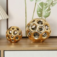 Ceramic Crafts Hollow Balls Golden Geometric Faceted Balls Abstract Sculpture Sphere Decorative Figurines Home Decoration