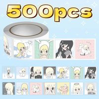 500Pcs Pastel Angel Girl Sticker Roll, Minimal Cute Cartoon Bunny Pony Graphic Labels for Package Sealing & Journal DIY Decor