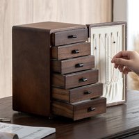 Solid Walnut Wood Vintage Jewelry Box Multi Layer Earrings Necklace Organizer Handmade Luxury Storage Case For Jewelry Chest