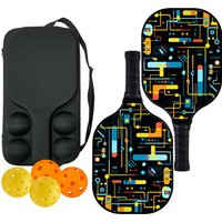 Carbon Fibre Pickleball Paddles Set of 2 Anti-Slip Grip Polypropylene Honeycomb Core with 4 Pickleball Portable Hard Bag