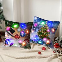 Housse de coussin en forme d'arbre de noël, décorations pour la maison, ornement de noël, lumière LED, cadeaux de noël, bonne année