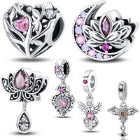925 Sterling Silver Retro Guardian Lotus Charm Fine Beads Fit 3mm Original Charms Bracelet DIY Fine Jewelry For Womens Gifts Hot