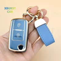 TPU Shell Car Key Case Cover For VW Volkswagen Tiguan Seat Polo Golf Passat Beetle Leon Altea Skoda Octavia 2/3 Buttons