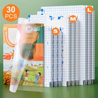 30 Frosted Diamond-Patterned Self-Adhesive Book Protectors, 10 Each in Large, Medium, and Small Sizes, Transparent, Waterproof, Scratch-Resistant, Suitable for Textbook Protection, Study, Office Use,