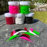40pcs 5cm/1.97in Floating Lures, Fishy Smell Fishing Lure, Soft Worm Bait Shad Floating Baits, Wobbler Swimbait Artificial for S