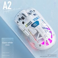 FREEWOLF A2 RGB Wireless Gaming Mouse, Bluetooth/2.4G Dual Mode, Transparent Battery Display Screen, Silent Click for Win/Mac
