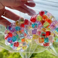 Fidget Ice Cube Colored Beads Squeeze Squishy Balls Hand Exercise Sensory ADHD Anxiety Stress Reliever Squeeze Toys For Adults