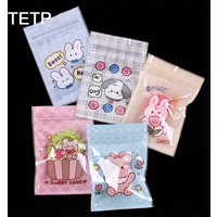 TETP 100Pcs Cartoon Mini Self-Sealing Bags for Jewelry Accessories Earrings Gift Party Candy Favor Packaging Storage Wholesale
