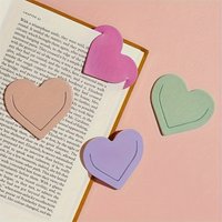 Heart-Shaped Faux Leather Bookmarks (4pcs) - Multicolor, Double-Sided Page Markers for Book Lovers