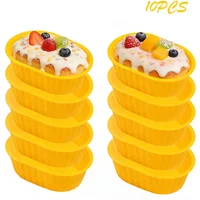 10Pcs Silicone Muffin Mold Oval Muffin Cup Cake Baking Mold Kitchen Cooking Supplies Cake Decorating Tools