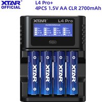 XTAR L4 Pro Smart Charger+4PCS 1.5V AA CLR 4300 2700mAh Rechargeable Constant Voltage Output & Linear Discharge