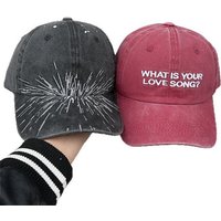 New Kpop Korean Boys What Is your love song Knitted Black Red Spring Cotton Cap Women Men Cotton Aadjustable Baseball Hat
