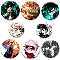 Anime Midoriya Izuku Bakugou Katsuki Badge Todoroki Shoto Ochaco Uraraka Cartoon Brooches Hero Academia Round Pins Accessories