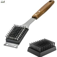 Grill Cleaning Brush And Scraper Durable Handle With Interchangeable Heads For Easy Outdoor Grilling Maintenance