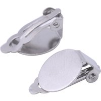 20pcs Stainless Steel Clip On Earring Base Blanks 12mm Circle Pad Bezel Trays For Earrings Jewelry Making Supplies