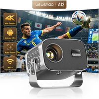 VEVSHAO A12 Projector Mini Portable LED Video Android 13.0 WIFI 6 Mirror SmartPhone for 1080P 4K Video Home Cinema Projector