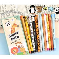 12Pcs new animal Creative Cartoon Animals Erasable Gel Pen Lion Panda 0.7mm Gel Pen for Errors in drawing can be erased in blue