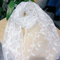 Solid Color Embroidered Lace Scarf Lace Material Elegant Hollow Lace Scarf Embroidered Design Lightweight Photo-Ready Shawl