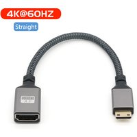 4K Mini hdmi to HDMI-compatible Female Elbow short cable.HD mini to standard Video Conversion, Used To Connect Camera