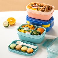 1pc Student Bento Box for Adult, 64oz Lunch Containers, LeakProof Lunch Box with Utensils, BPA Free,6 Compartment Microwave Safe