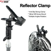 Reflector Holder Clamp 1/4 3/8 Screw Swivel Adapter Light Stand Reflector Clip Photography Studio Multiple Angle Adjustment