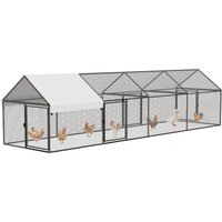 Metal Chicken Coop 157"×40"×40" Chicken Run with Waterproof Cover Poultry Cage Walk in Hen House Farm Animal Enclosure Crate
