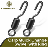 30-60pcs Carp Fishing Quick Change Swivels Snaps Solid Ring Micro Hook Ronnie Rig Tackle