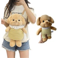 Cute Poodle Dog Plush Backpack Yellow Puppy Plushie Doll Kawaii Simulation Anime Stuffed Plush Toy Gifts for Girlfriend