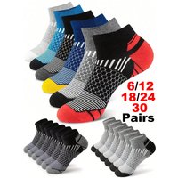 12Pairs High Qualit Athletic Socks Men's Ankle Socks Running Cyclling Waist Honeycomb Design And Firm Sports Leisure Socks Gifts