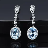 Sterling Silver 925 Natural Aquamarine Drop Earrings for Women Timeless Design Delicate Female Jewelry Wedding Luxury Earrings