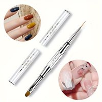 Double Ended Nail Art Brushes Oval Gel Nail Brushes Rhinestone Handle French Tip Nail Gel Liner Brush for Design Nail