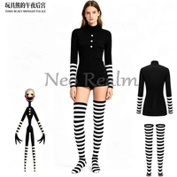 FNAF Cosplay Puppet Clown Costume Striped Dress Leggings Halloween Carnival Performance Outfit Set Horror Anime Game Roleplay