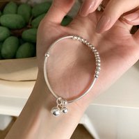 925 Sterling Silver Bracelets for Women Accessories Trend Bell Balls Smooth Pendant Party Jewelry Gift