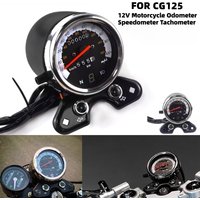 Universal DC 12V Motorcycle Accessories Odometer Speedometer Tachometer Dual Speedo Meter for Honda CB125 Suzuki Cafe Racer