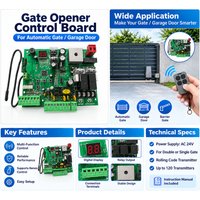 Carte de contrôle pour ouvre-porte de portail à double battant 24V avec télécommande 433,92 MHz, support solaire/batterie, sortie DC12V/24V