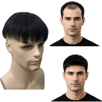 Clip In Men Human Hair Toupee PU Edge Breathable Hair Piece Natural Scalp Blank Cuttable Men Hair Replacement Block