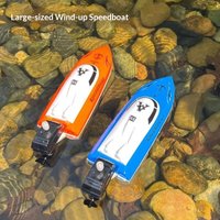 Wind Up Plastic Speedboat Toy Non Electric Clockwork Yacht Model Kids Children Bath Tub Swimming Pool Water Play Toy
