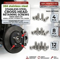 4/8/12Pcs 304 Stainless Steel Brake Rotor Retaining Screws 93600-06014-0H for Honda Acura Hyundai Kia Mazda Accord Civic CRV