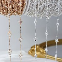 0.5/1/2M Flower Straight Stick Plus Zircon Five-pointed Star Chain Copper Chain Suitable For Bracelet Necklace Tassel Supplies