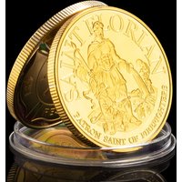 Patron Saint of Firefighters Souvenir Coin Golden Plated Collection Art Challenge Coin Saint Florian Pattern Commemorative Coin