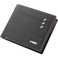 Business Men's Short Wallet Microfiber Synthetic Leather Short Wallets Men Stripe Male Purse Coin Pouch Multi-functional Cards