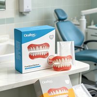 Upgraded Silicone False Teeth Veneers Skin-Friendly Upper Lower Fake Braces Comfort Fit for Confident Perfect Laugh ck848