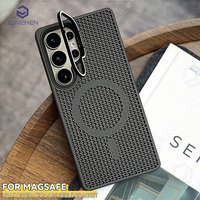 Luxury Breathable Mesh Holder Case For Samsung Galaxy S26 S24 Ultra S25 Plus Magnetic For Magsafe Stand Cooling Shockproof Cover