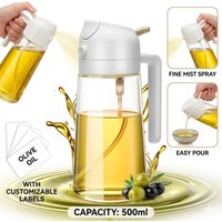 500ML 2-in-1 Plastic Olive Oil Sprayer Dispenser Spray Pour Bottle Vinegar Mister for Air Fryer BBQ Salad Baking Kitchen Gadgets