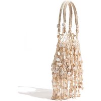 Luxury Rope Knitting Shoulder Bag Handmade Hollow Woven Bags for Women Handbags Fish Scales Tassel Tote Bag New Sequin Clutch
