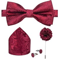 Wedding Bow Tie for Men Classic Red Pre-tied Bowtie Cufflinks Corsage Set for Party Butterfly Knot Gift Man Accessories