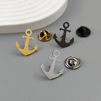 Metal stud brooch. Ship anchor stainless steel brooch. Universal nameplate badge. A delicate and small gift.