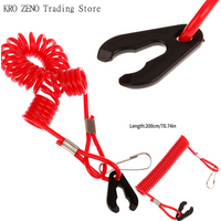 2.0m Stainless steel Boat Motor Kill Stop Switch & Safety Tether Lanyard For Outboard Engine Motor Parts Emergency Flameout Rope